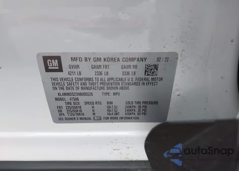 2022 Buick Encore Gx Fwd Select из США, поврежденный, VIN KL4MMDS23NB095526